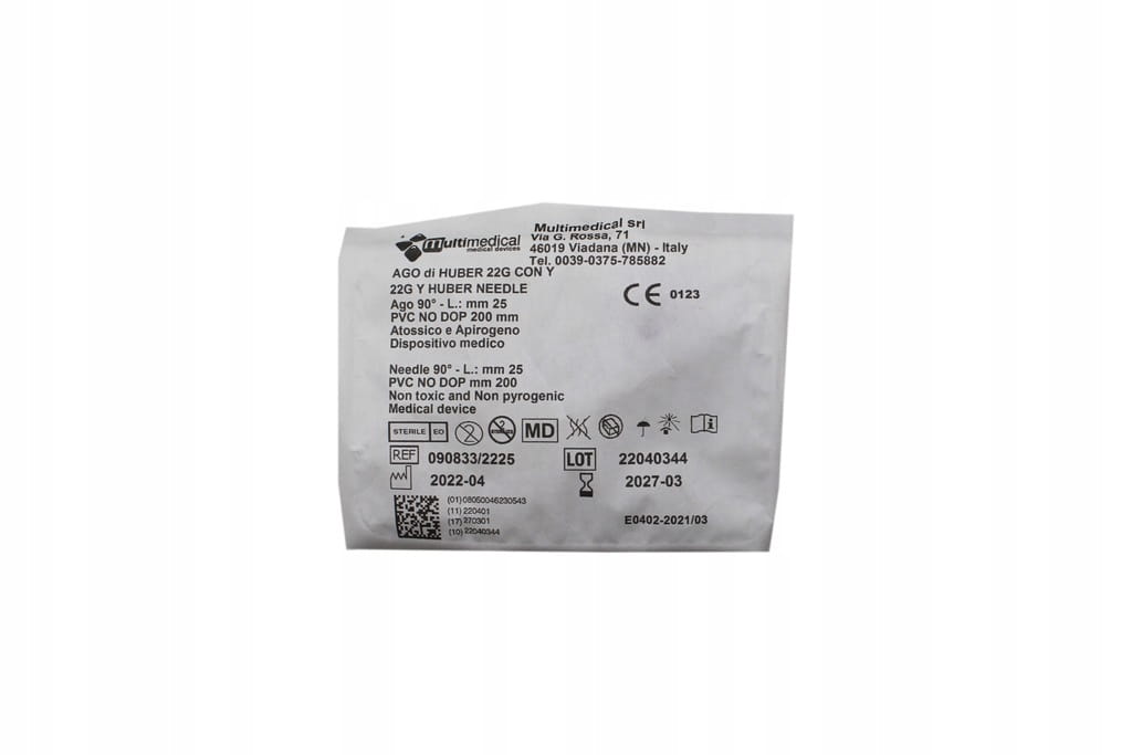 Igła Hubera standardowa 22G 25mm